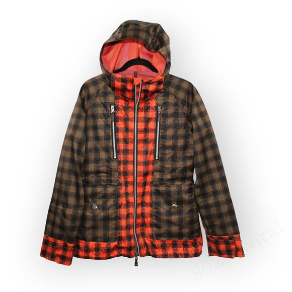 Medium Burton Snowboard 3L Zephyr Jacket Buffalo Plaid BlackRedBrown FreeShip - Picture 3 of 11
